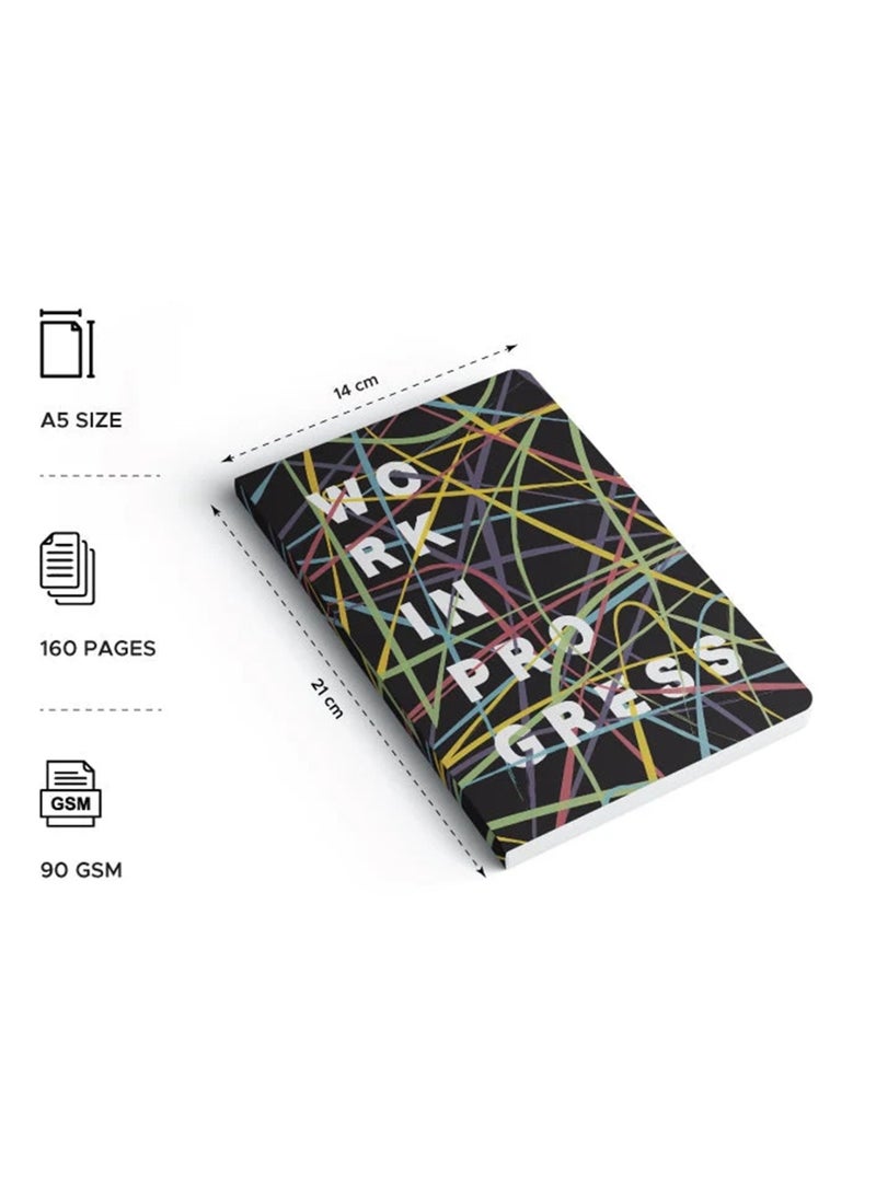 FACTOR NOTES دفتر ملاحظات مقاس A5 مغلف ناعم مع خطوط بسماكة 90 جرام و 160 صفحة - Image 2